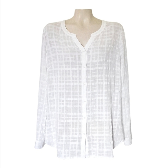 Talbots White Cotton Lightweight Button Down Blouse Top Minimalist Large - Picture 1 of 5